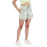Green Leaf Boxer Shorts For Women