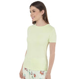 Lime Green Solid T Shirt for Women