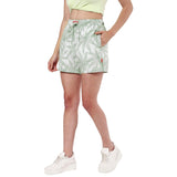 Green Leaf Boxer Shorts For Women