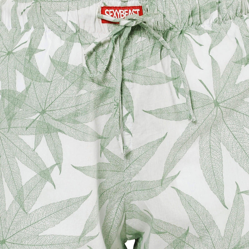 Green Leaf Boxer Shorts For Women