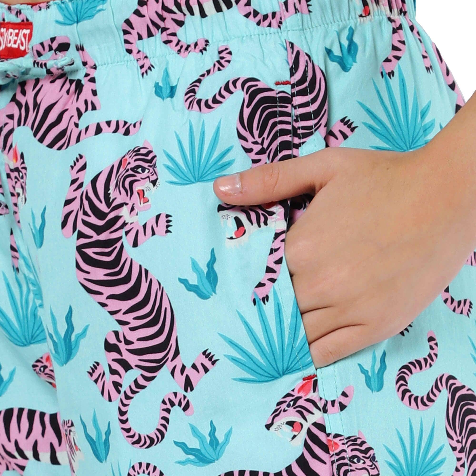Pink Tigers Boxer Shorts For Women