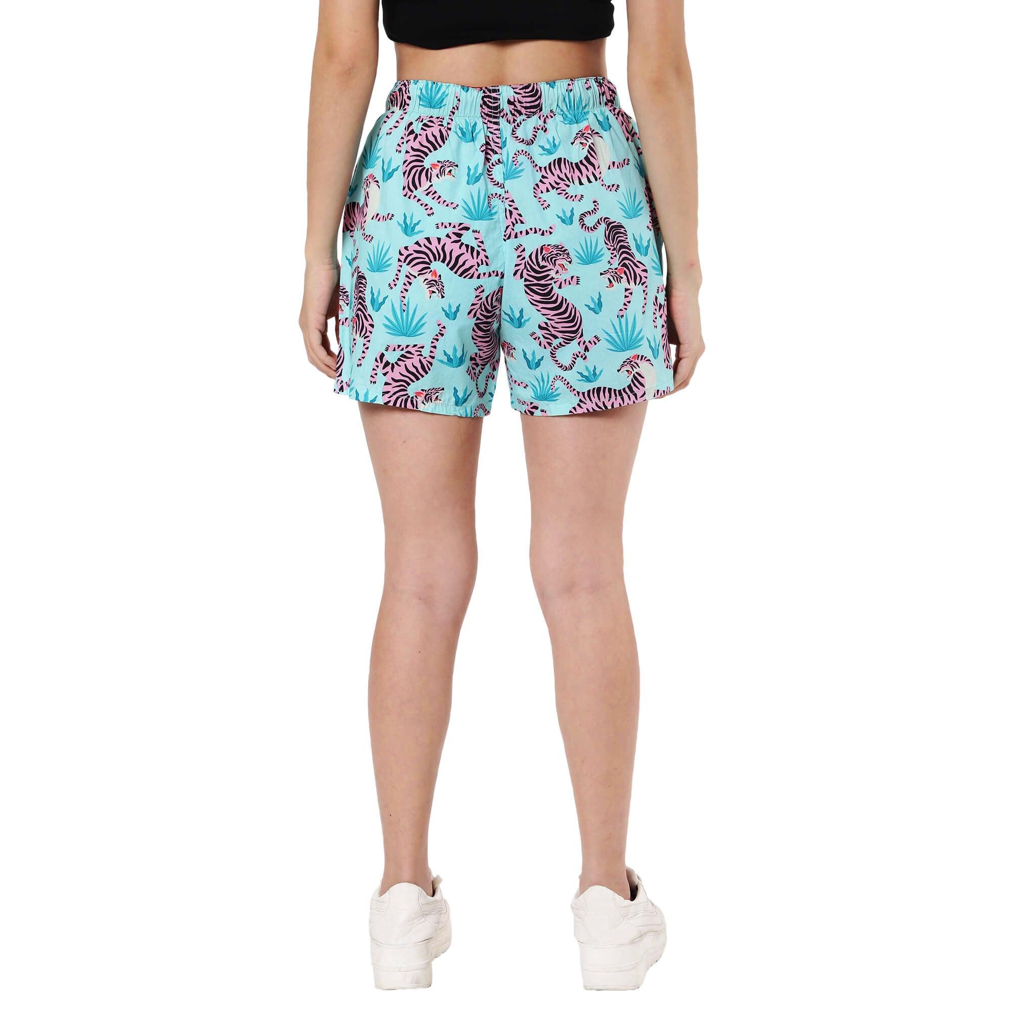 Pink Tigers Boxer Shorts For Women