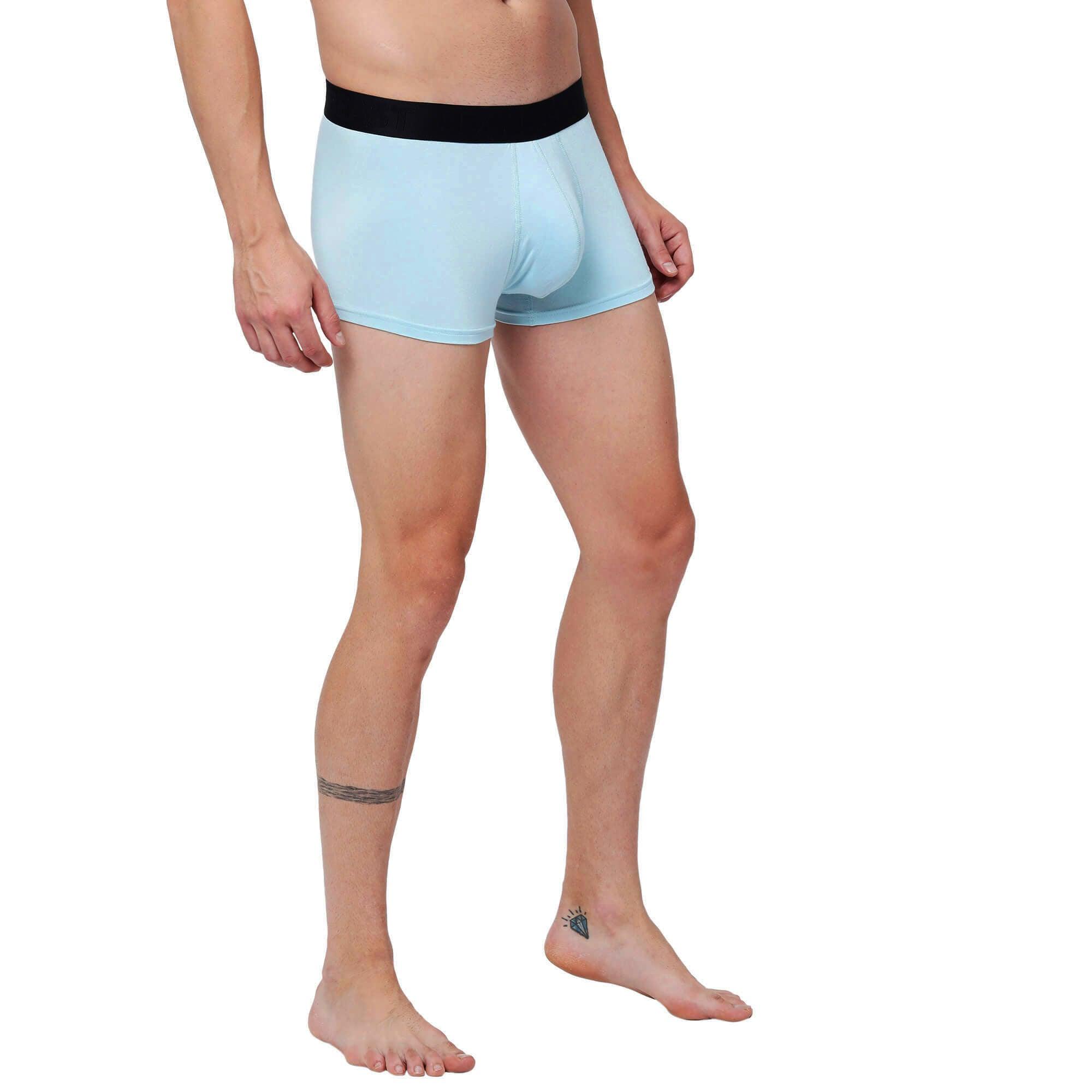 Bubblegum Sky Blue Solid Mens Trunk Underwear