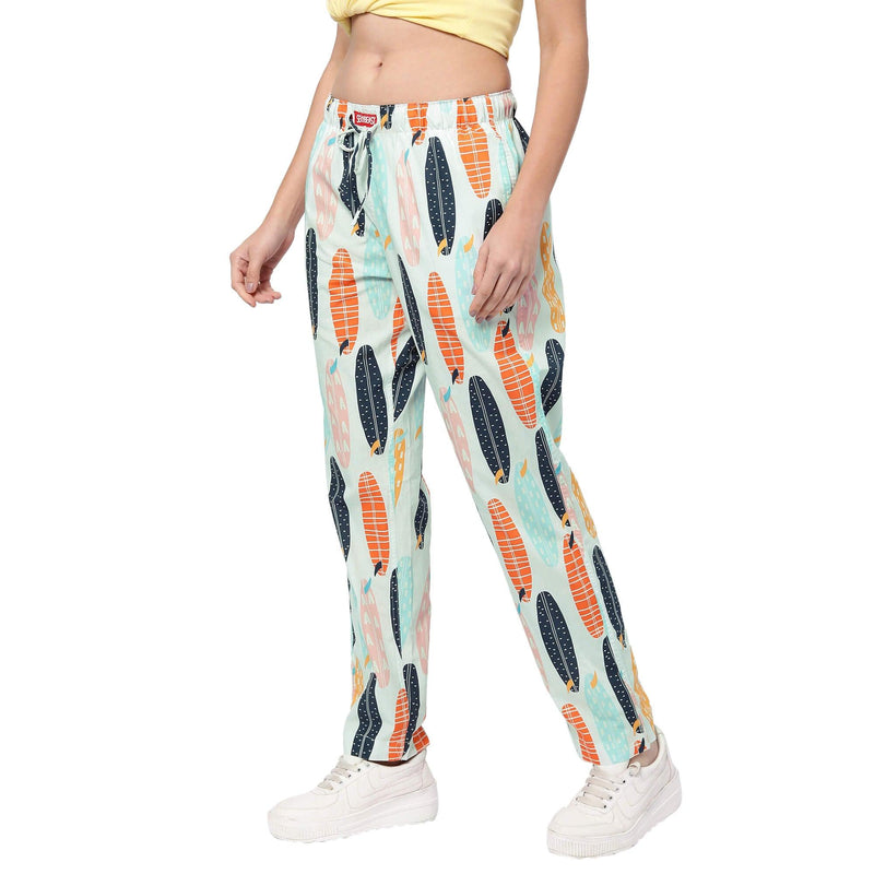 Surf Board Printed Pajama For Women's