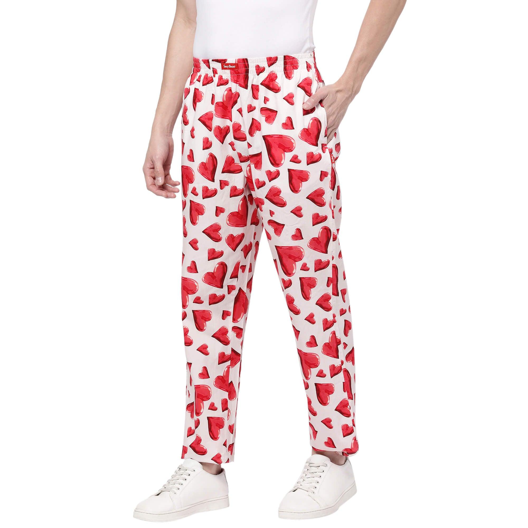 Valentine Hearts Printed Pyjamas For Men Online