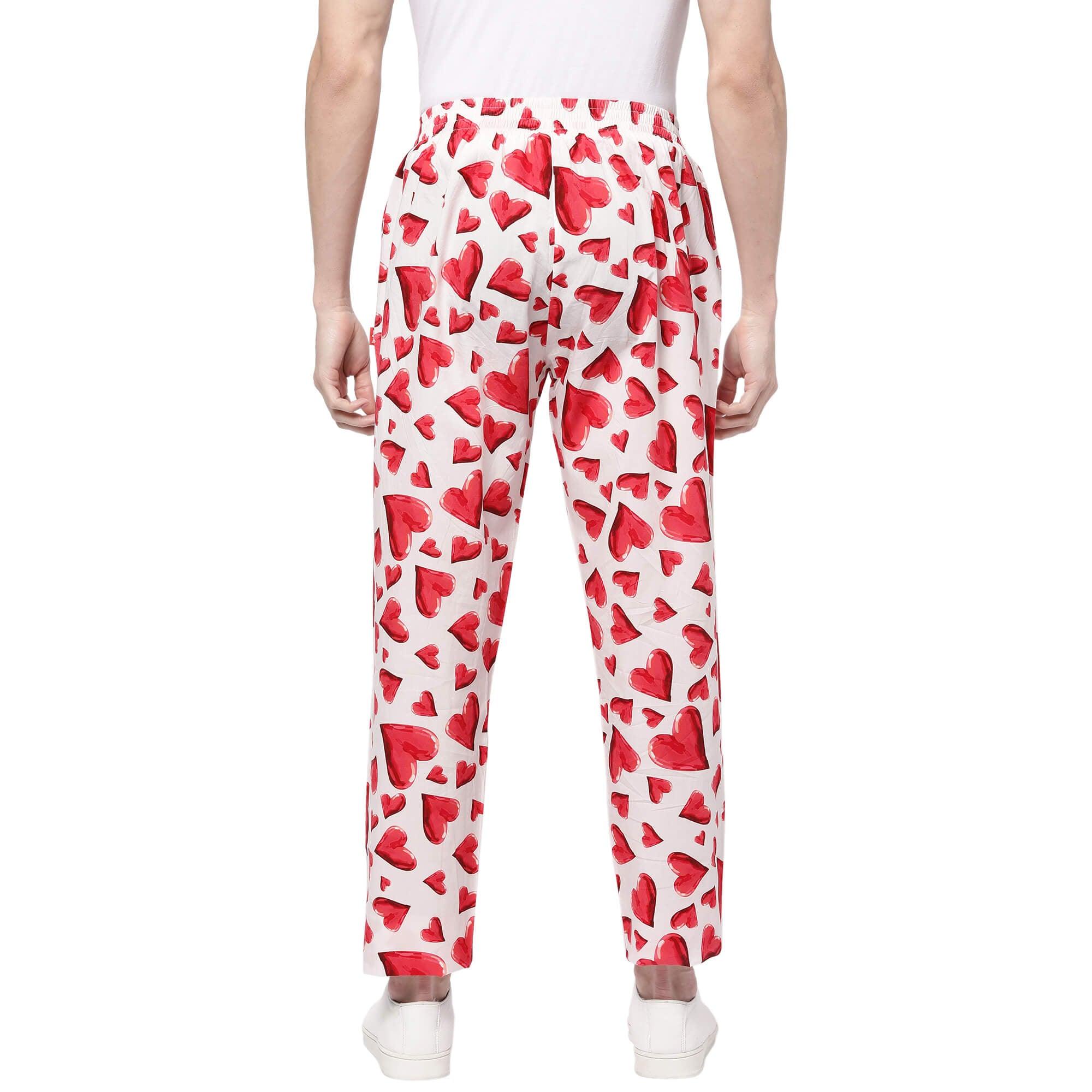 Valentine Hearts Printed Stylish Pajama For Men