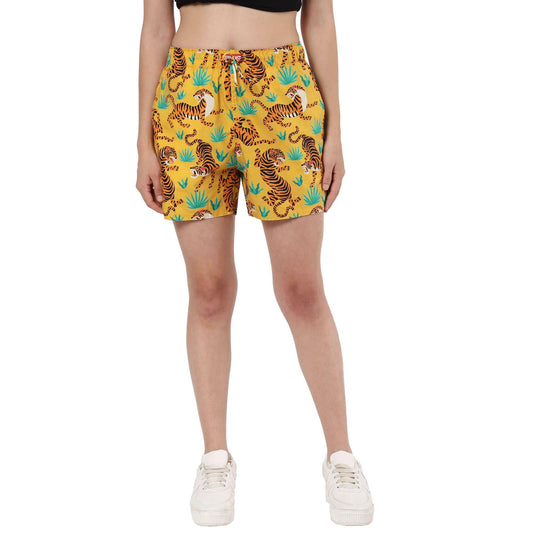 Yellow Tigers Boxer Shorts For Women 2000