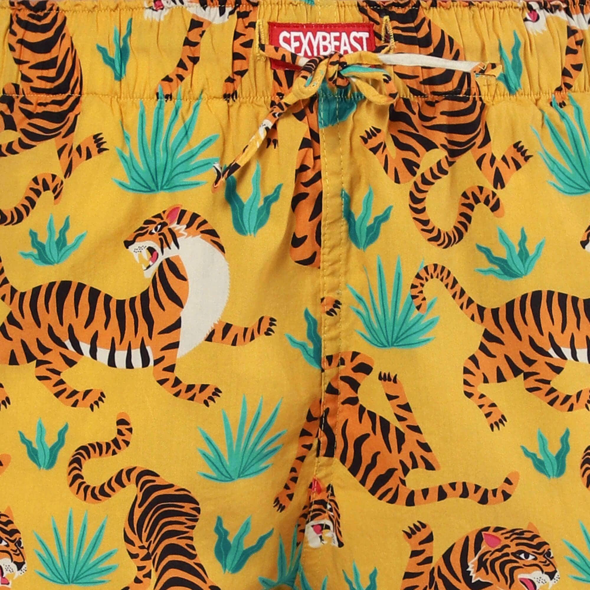 Yellow Tigers Boxer Shorts For Women