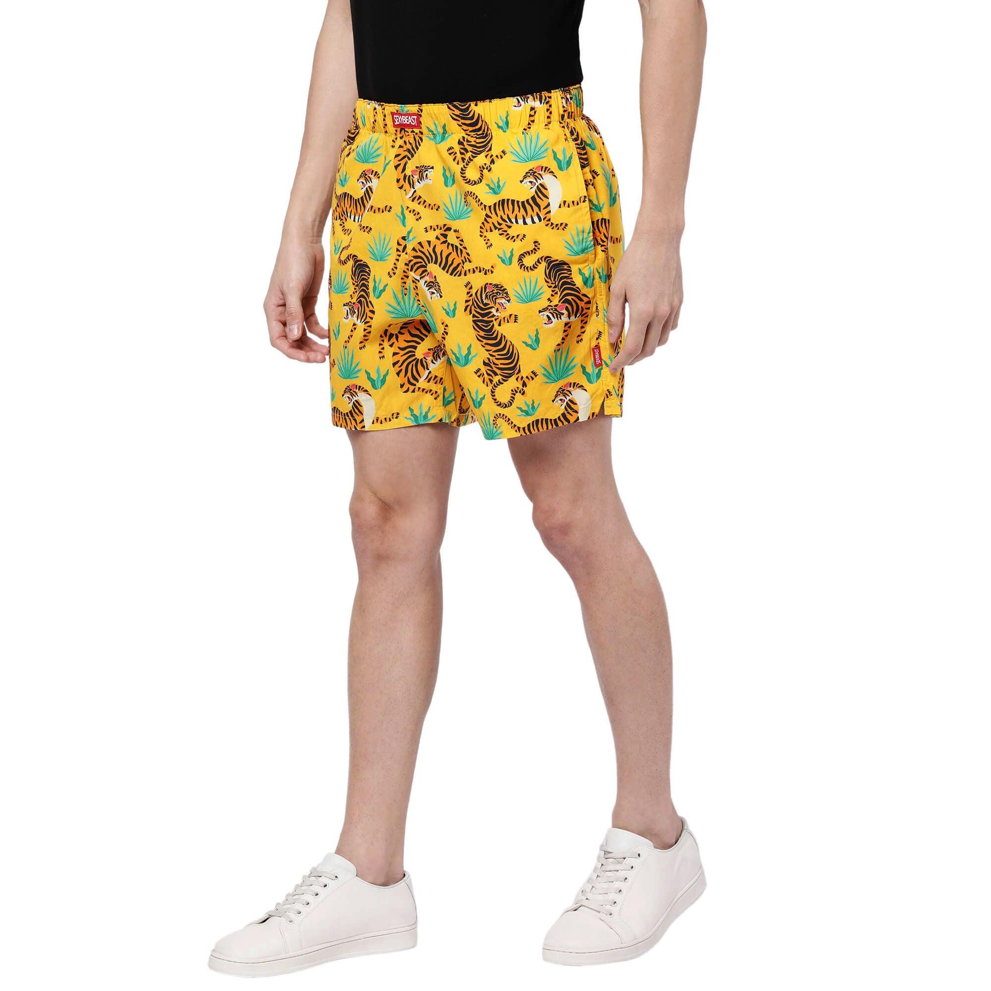 Yellow Tigers Boxer Shorts For Men