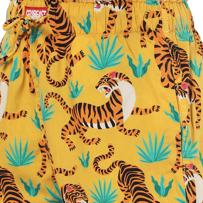 Yellow Tigers Boxer Shorts For Women