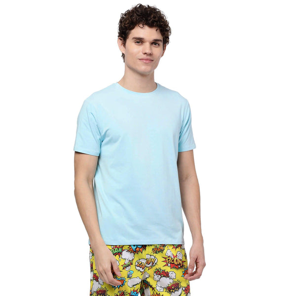 Sky Blue Solid T-Shirt for Men