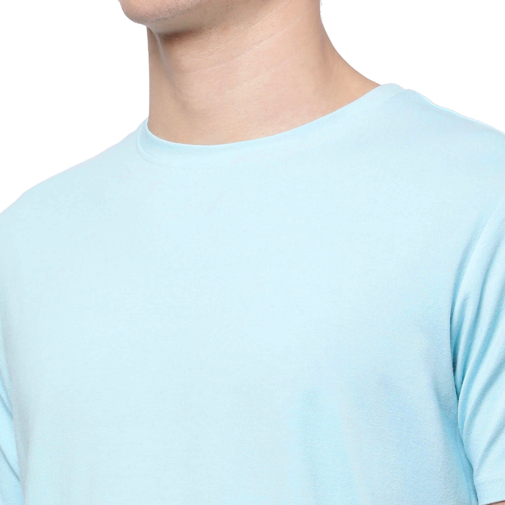 Sky Blue Solid T-Shirt for Men