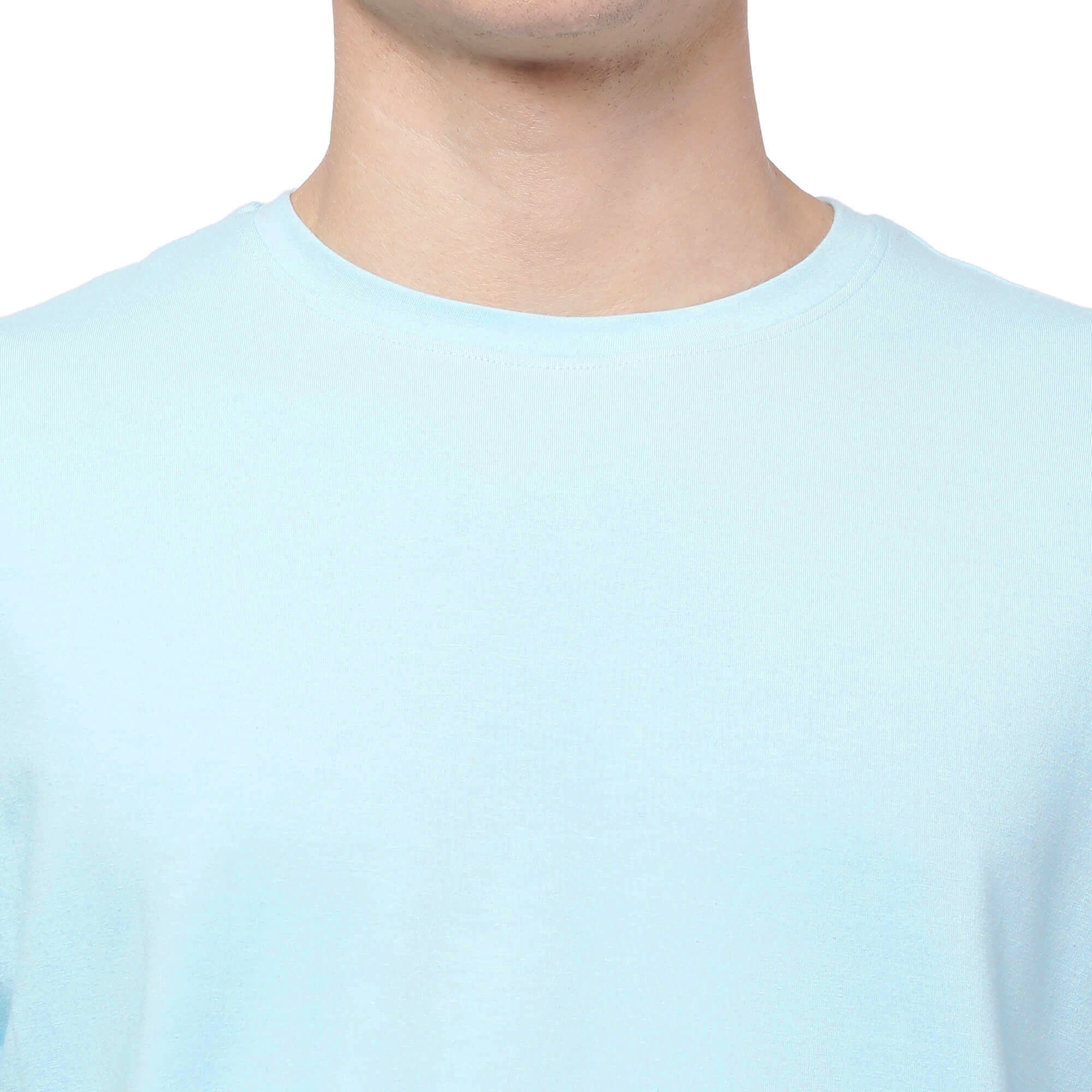 Sky Blue Solid T-Shirt for Men