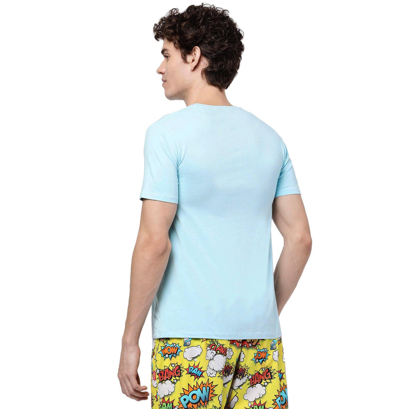 Sky Blue Solid T-Shirt for Men