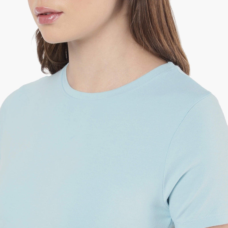 Sky Blue Solid T Shirt for Women