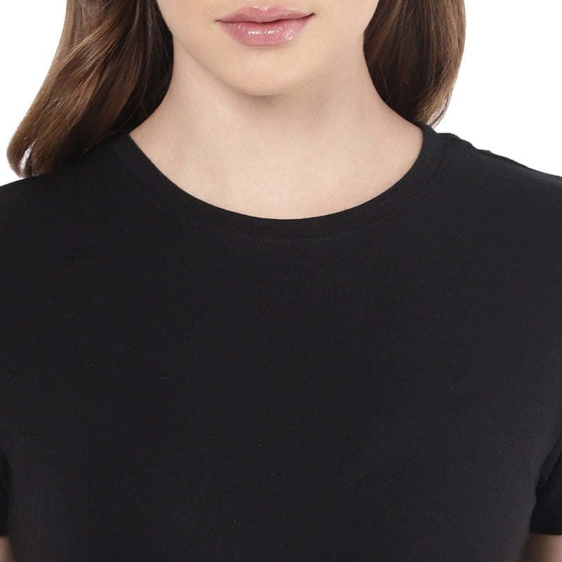 Black Solid T Shirt for Women