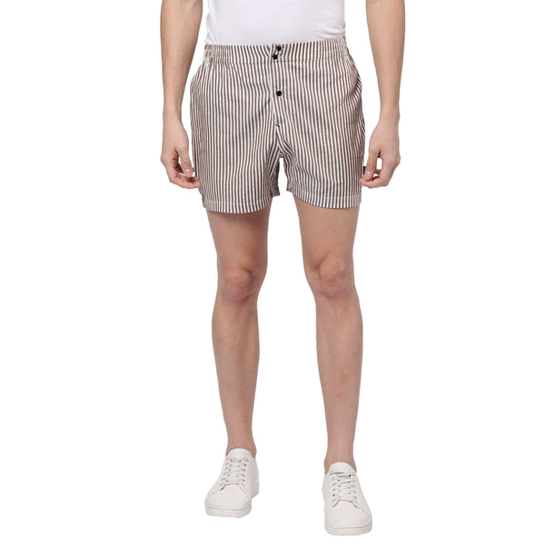 Brown Stripes Shorts for Men