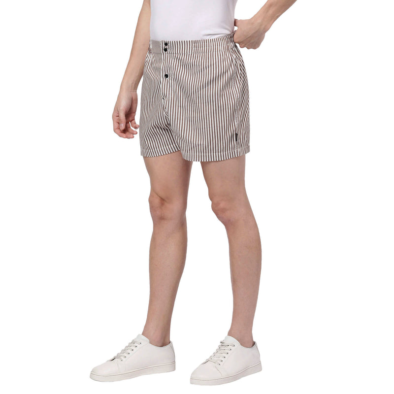 Brown Stripes Shorts for Men
