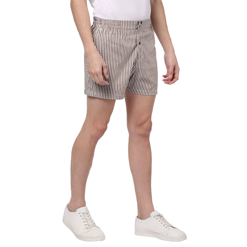 Brown Stripes Shorts for Men