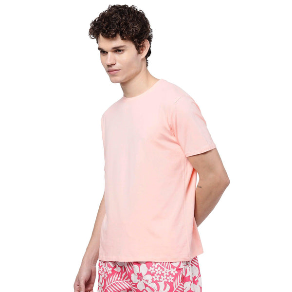 Pink Solid T-Shirt for Men