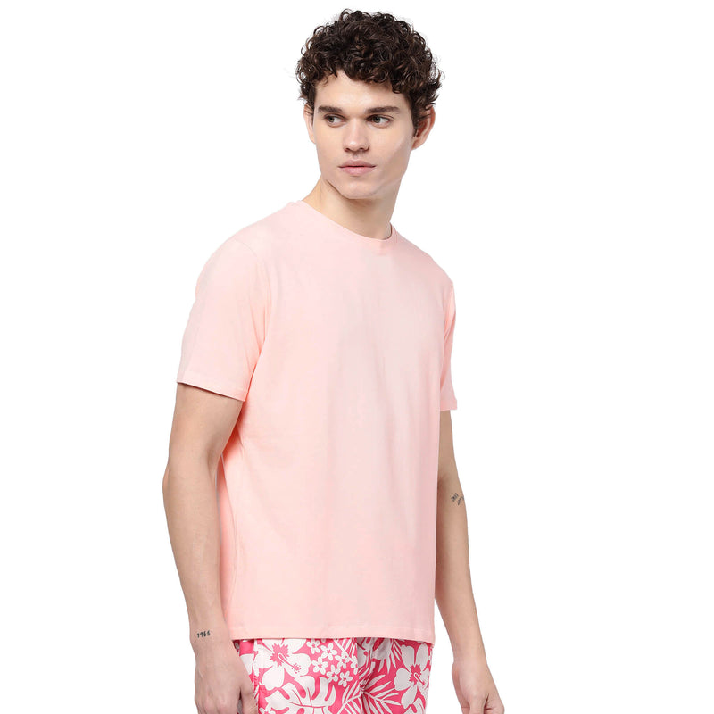 Pink Solid T-Shirt for Men