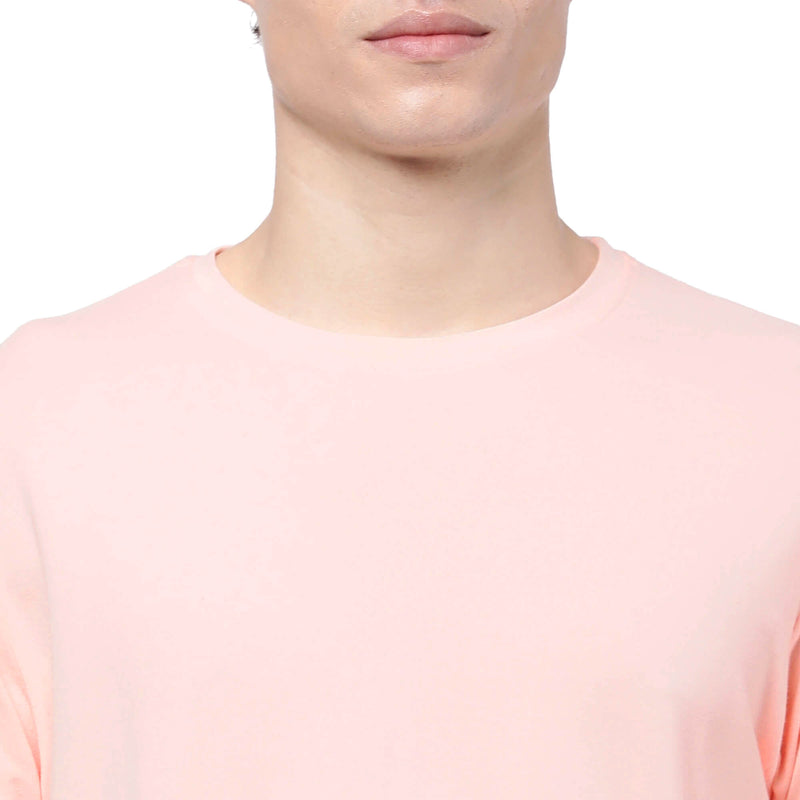 Pink  Solid T-Shirt for Men