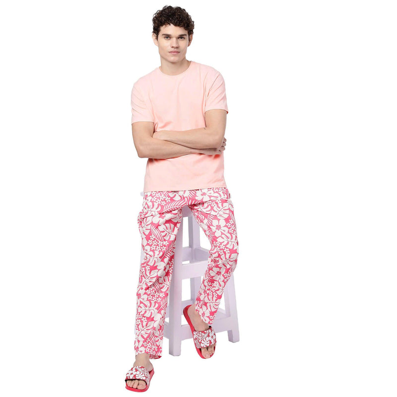 Pink Solid T-Shirt for Men