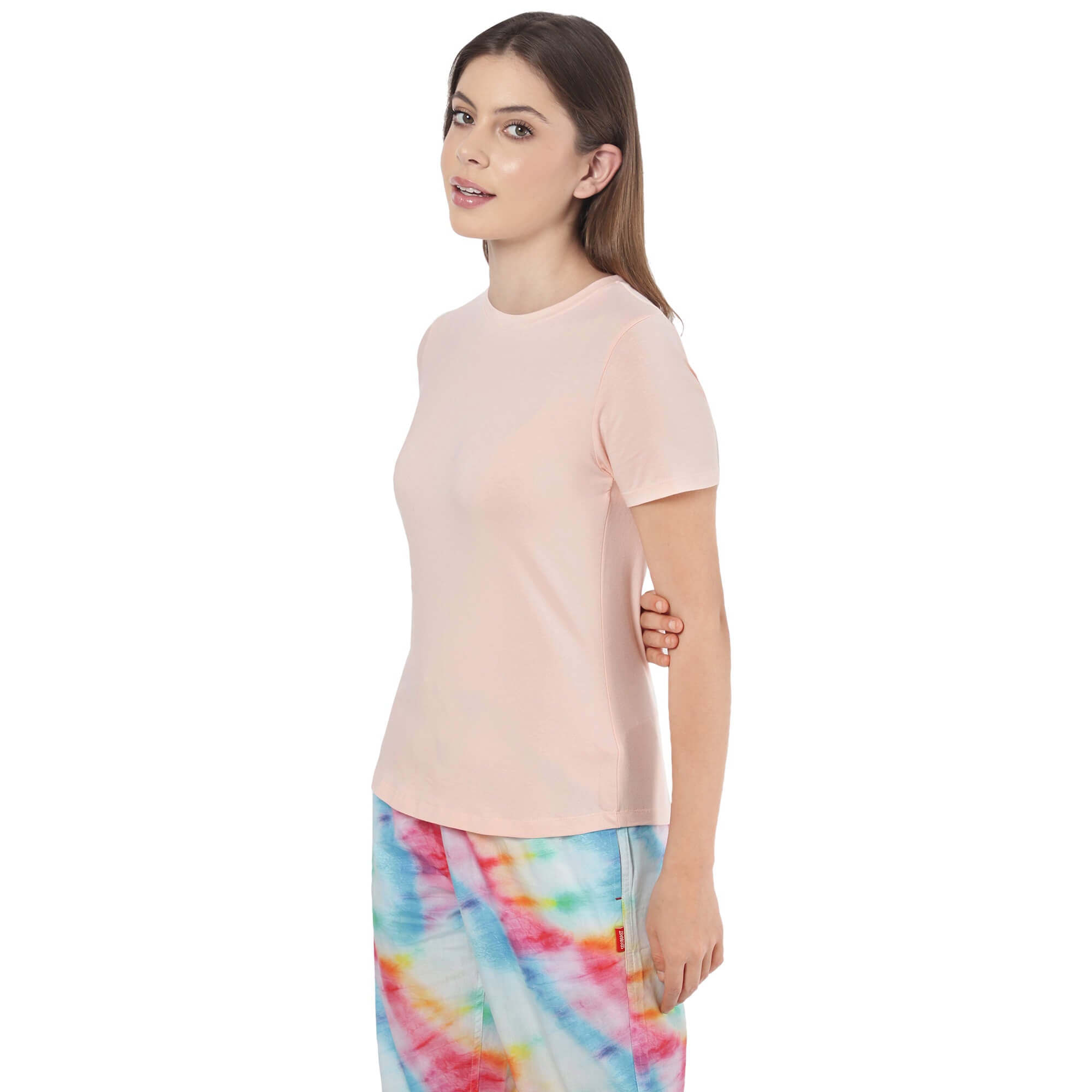 Pink Solid T Shirt for Women