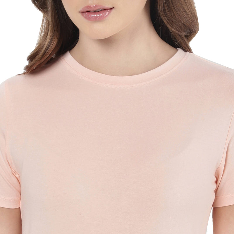 Pink Solid T Shirt for Women