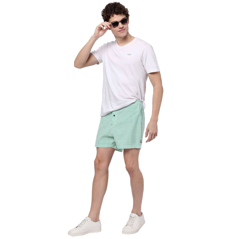  Green Stripes Shorts for Men