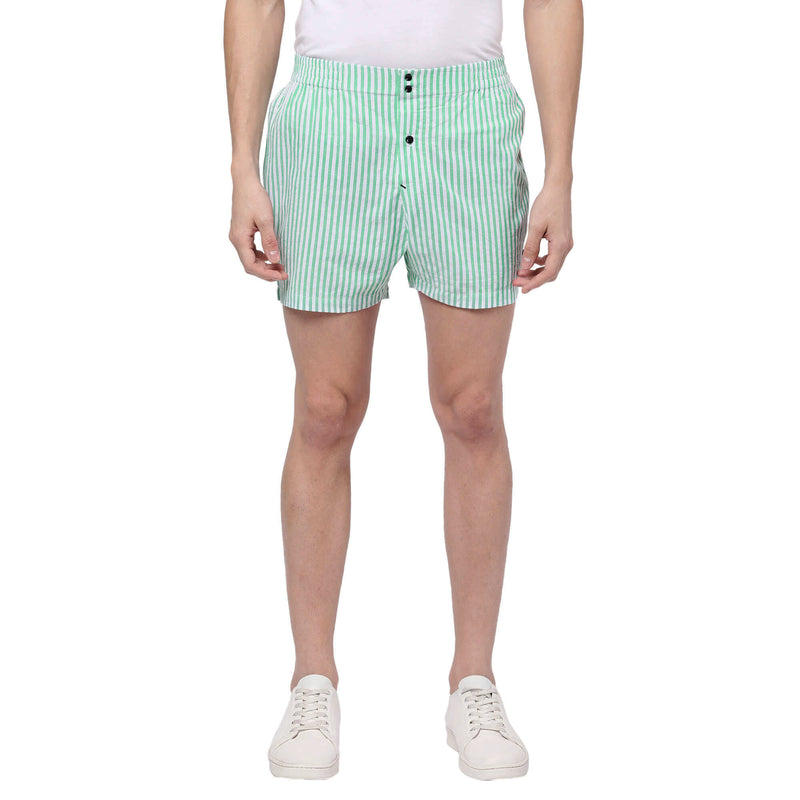 Green Stripes Shorts for Men