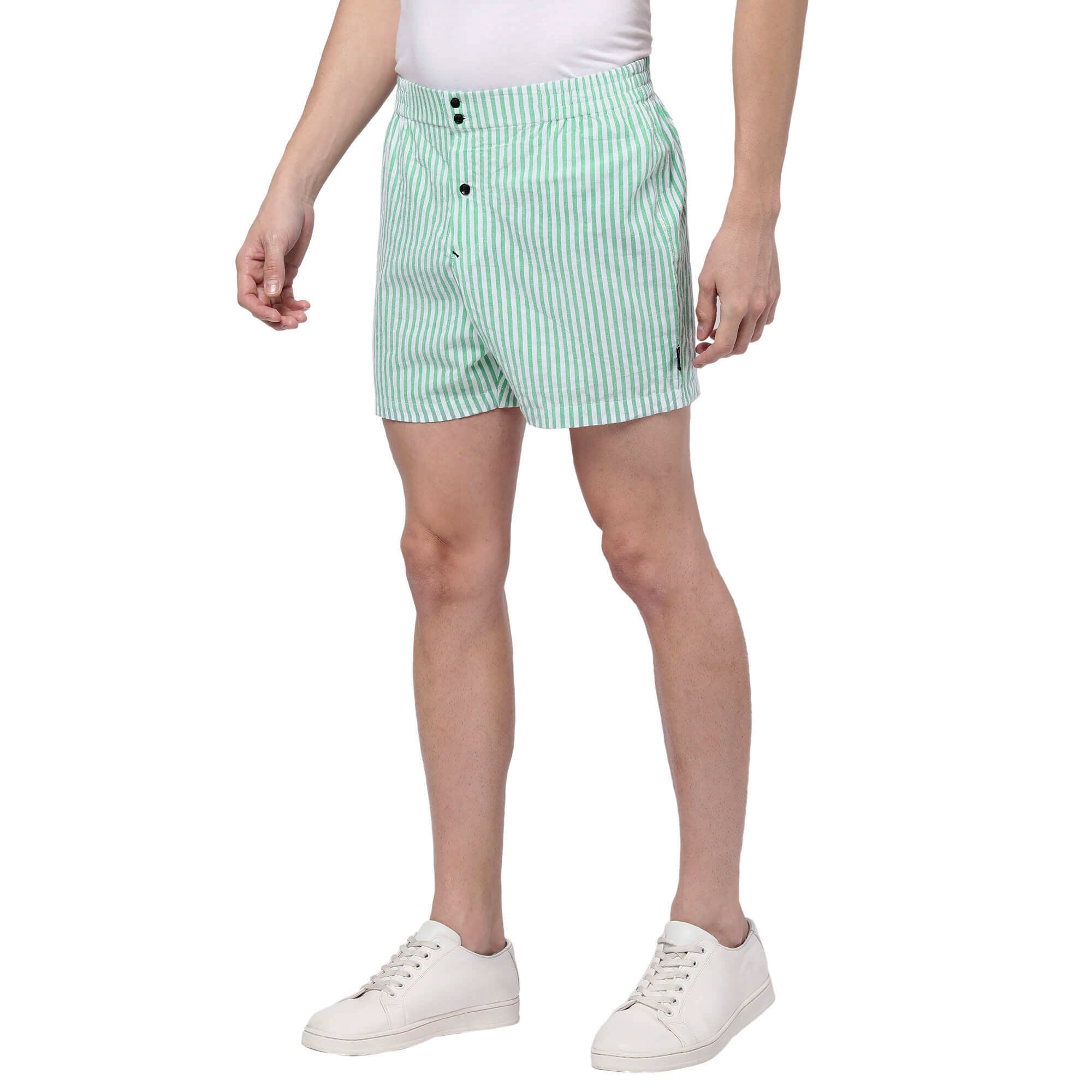 Green Stripes Shorts for Men