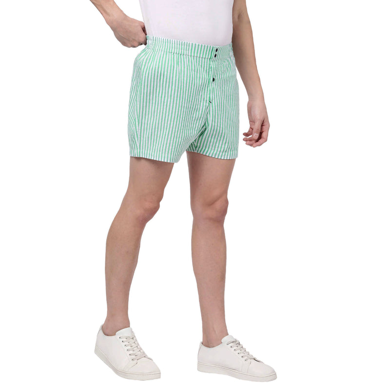 Green Stripes Shorts for Men