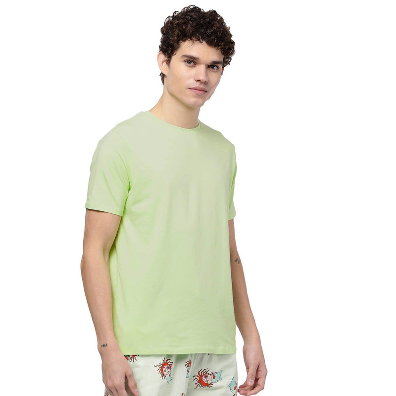 Lime Green Solid T-Shirt for Men