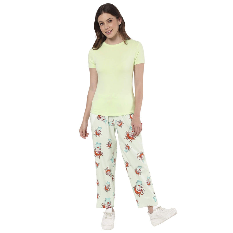 Lime Green Solid T Shirt for Women