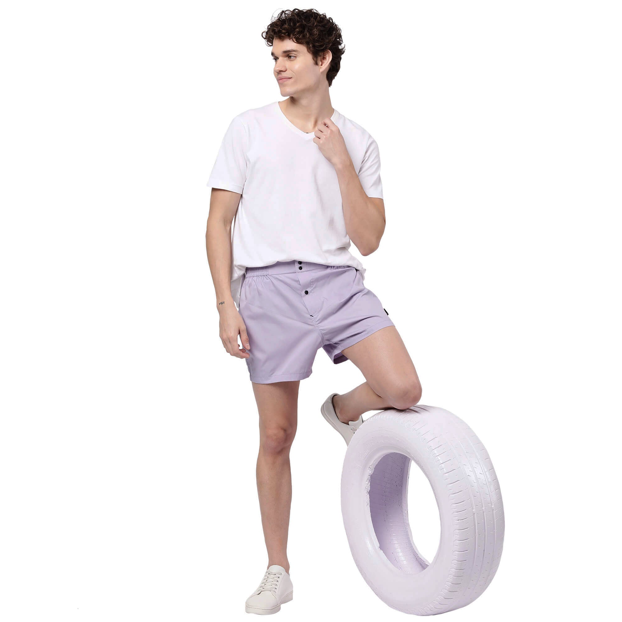 Lavender Solid Shorts for Men