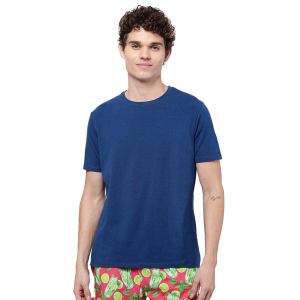 Navy Blue Solid T-Shirt for Men
