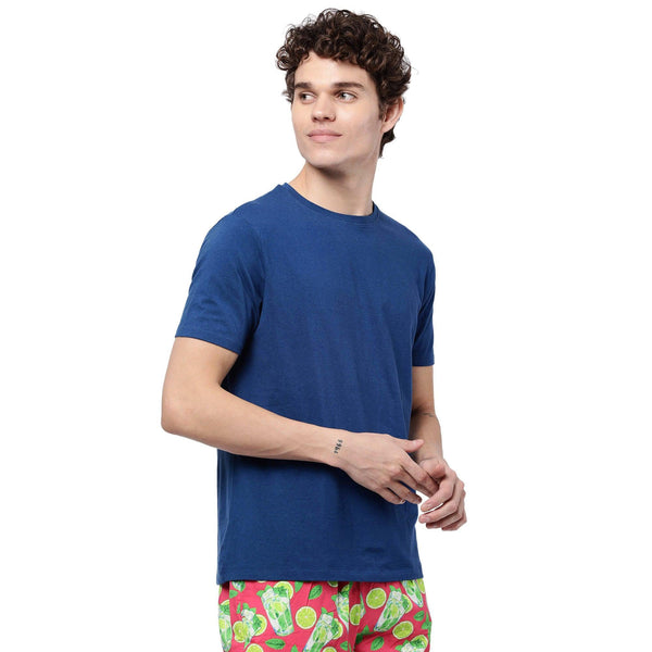 Navy Blue Solid T-Shirt for Men