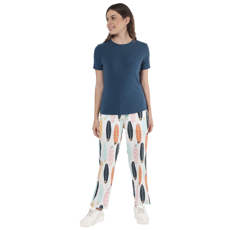 Navy Blue Solid T Shirt for Women