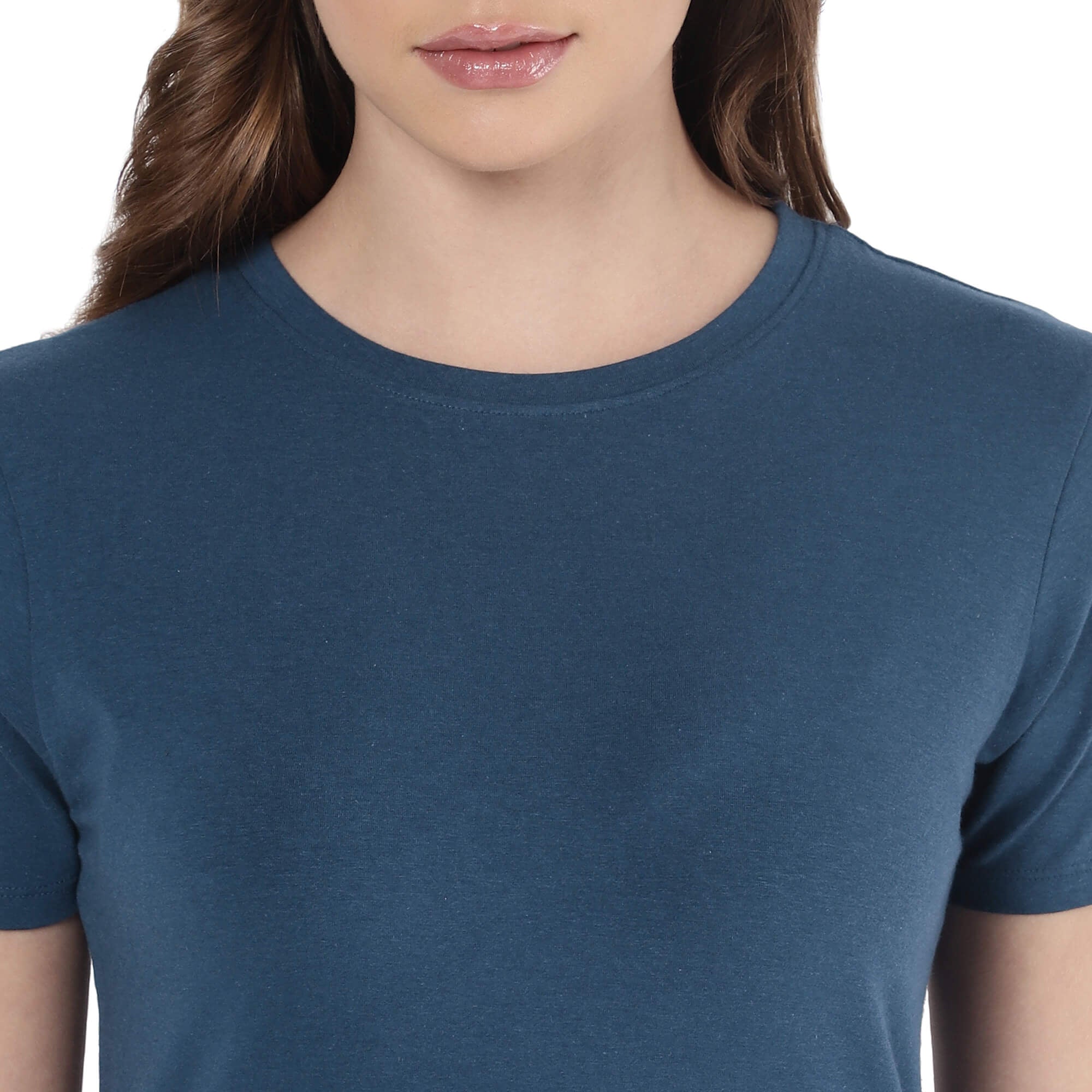 Navy Blue Solid T Shirt for Women