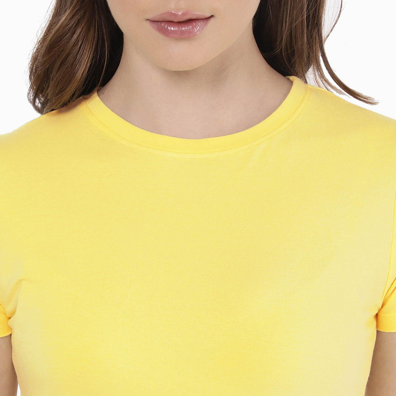 Yellow Solid T Shirt for Women